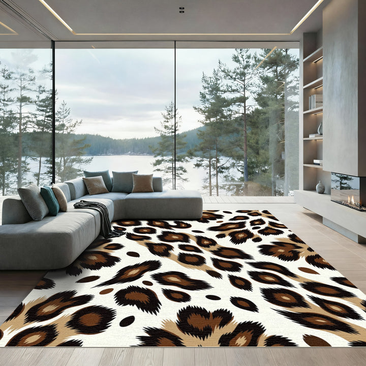 Bold Brown Leopard Spots Rug