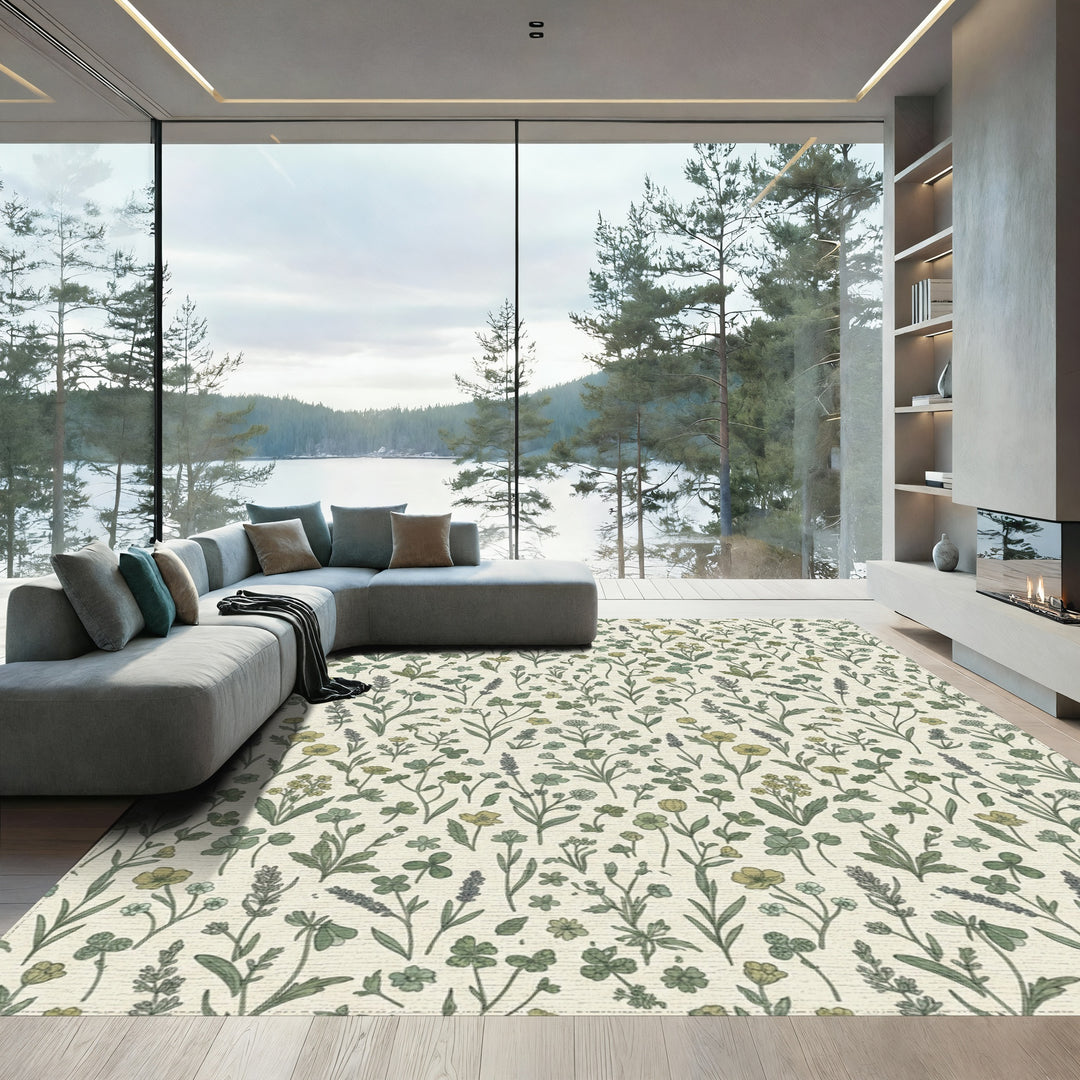 Vintage Verdant Meadow Floral Rug