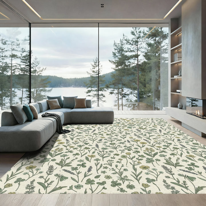 Vintage Verdant Meadow Floral Rug