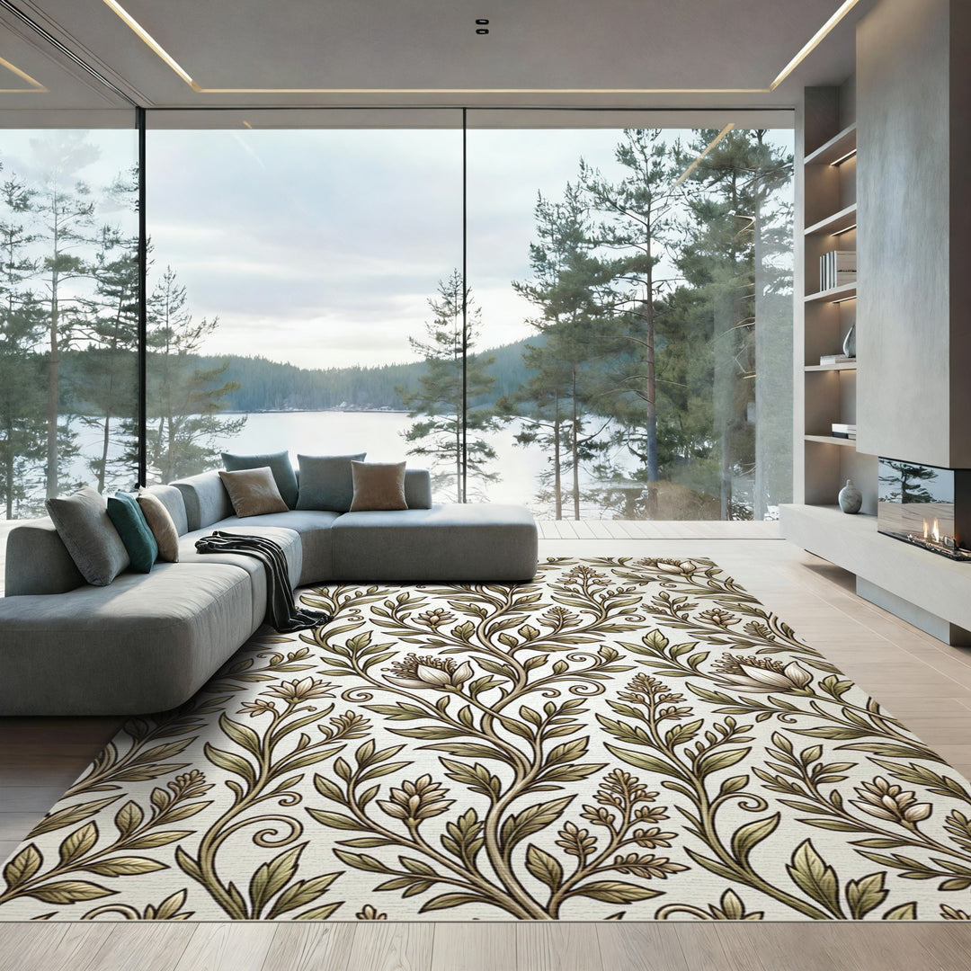 Vintage Botanical Floral Vine Rug