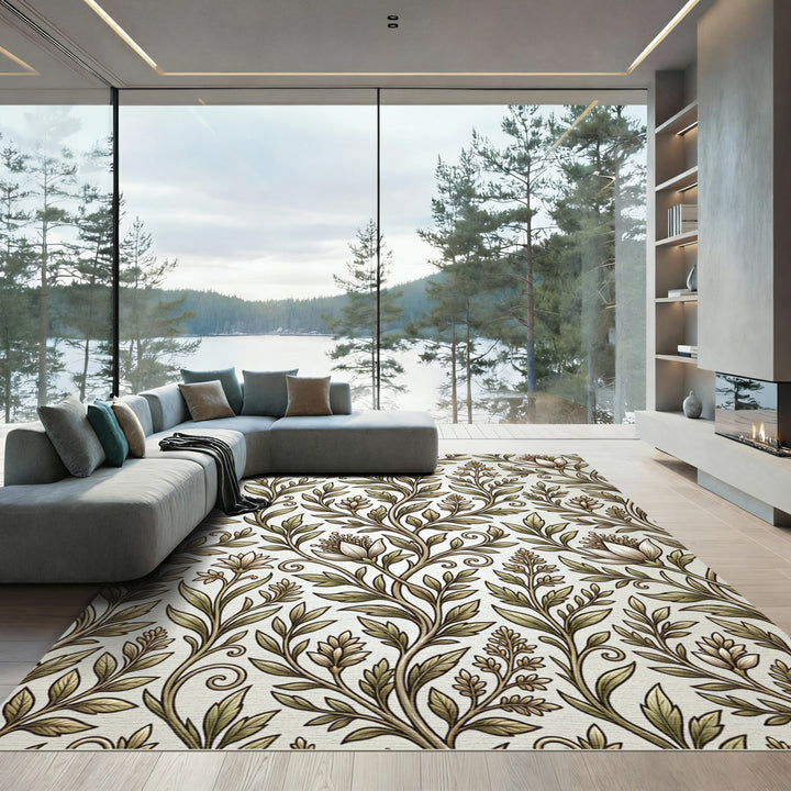 Vintage Botanical Floral Vine Rug
