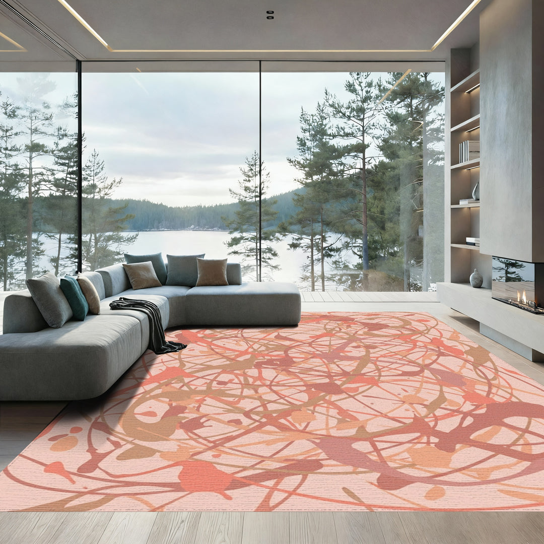Terracotta Splash Abstract Swirl Rug