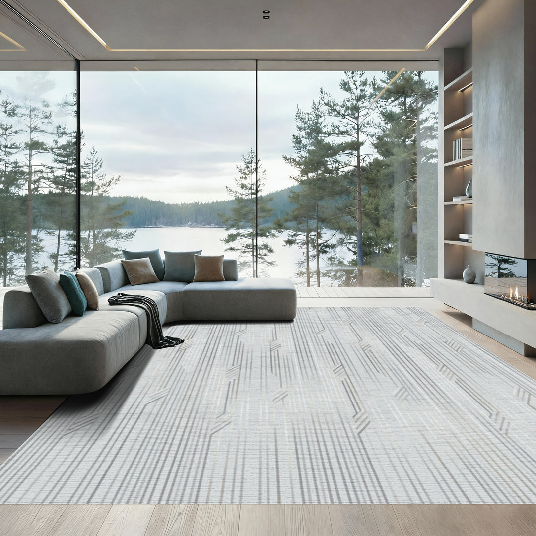 Chic Silver Vertical Segment Rug