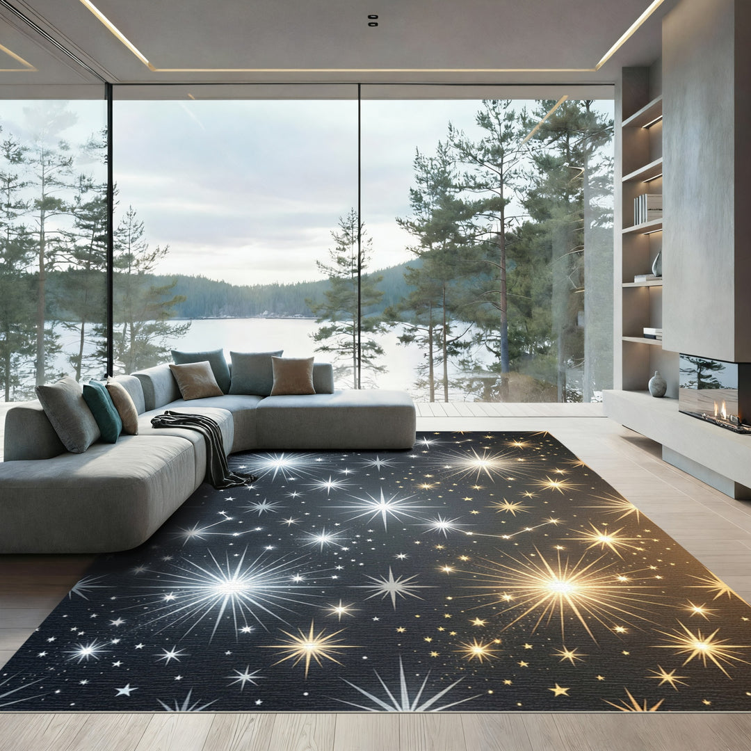 Stunning Starburst Cosmic Night Sky Rug