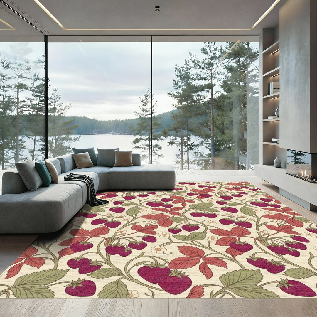 Vintage Strawberry and Leaf Vine Rug