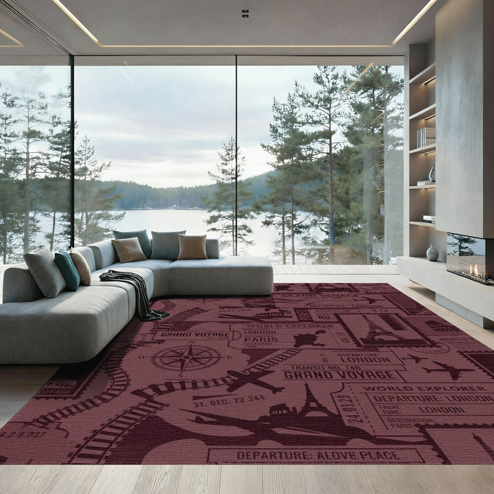 Grand Voyage Air Travel Stamps Rug