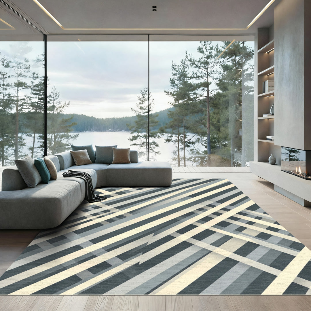 Modern Intersecting Cool Tones Rug