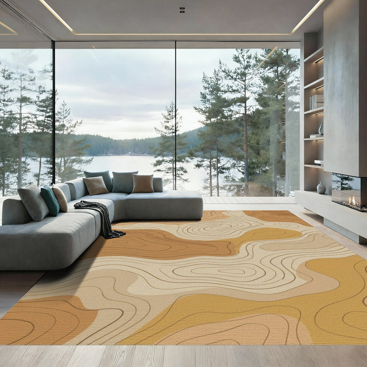 Earthy Tone Contour Abstract Rug