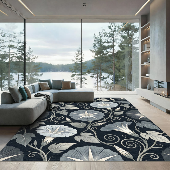 Vintage Gray Floral Vine Rug