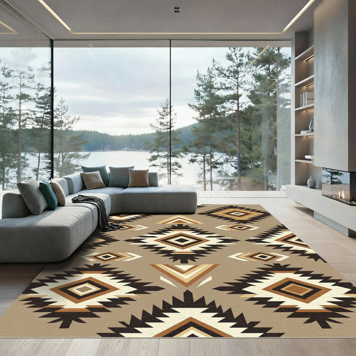 Navajo Inspired Earth Tones Diamond Rug