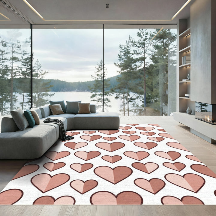 Sophisticated Pink Heart Contemporary Weave Rug