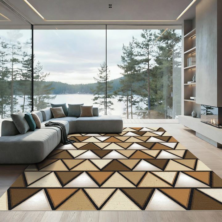 Earthy Tones Geometric Triangle Pattern Rug