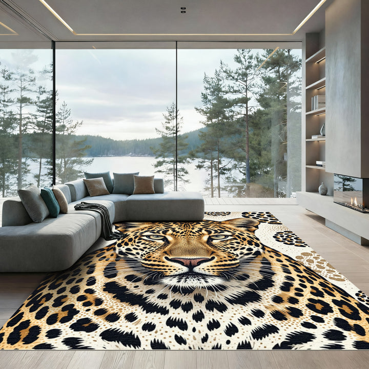 Elegant Wild Leopard Face Rug