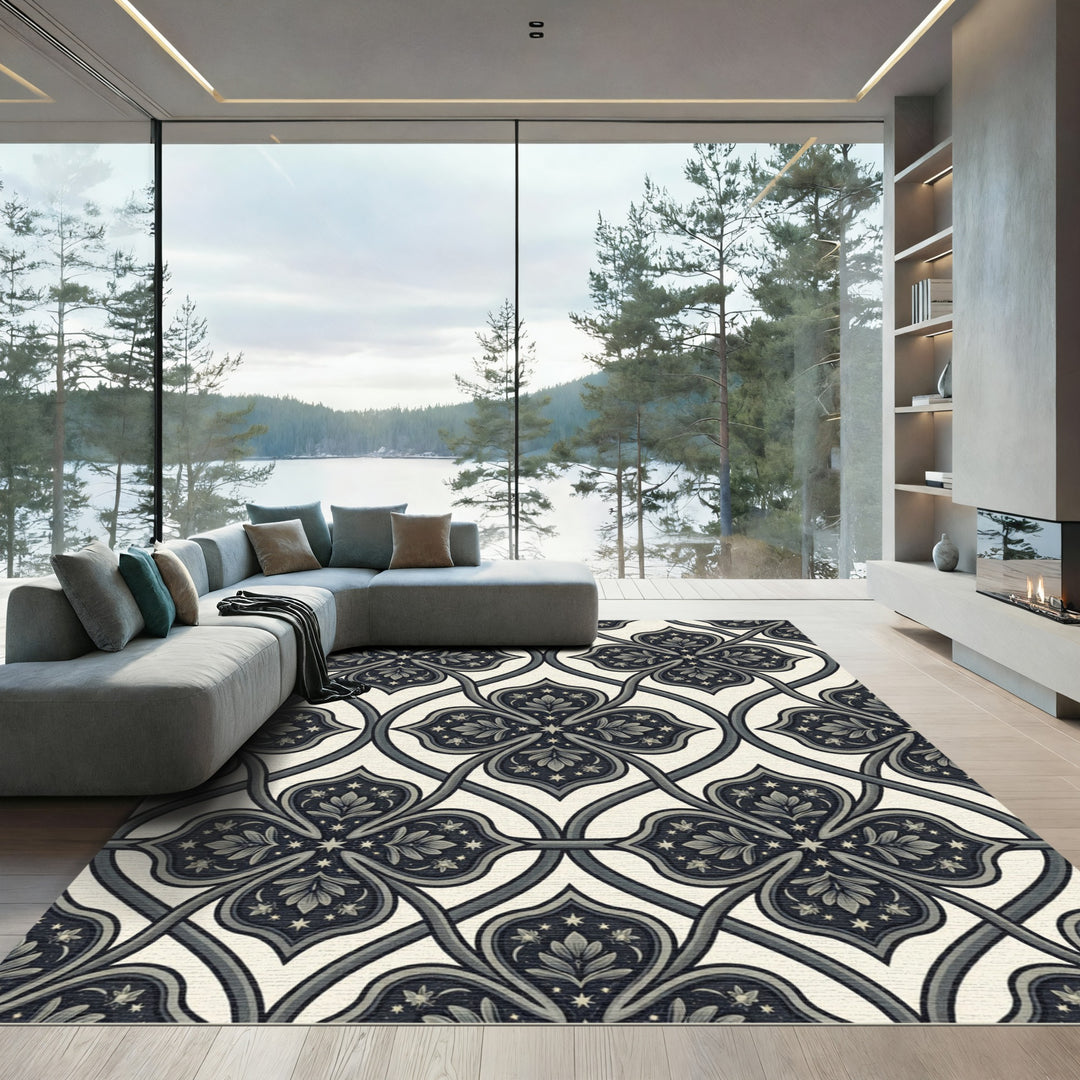 Art Deco Quatrefoil Starry Night Rug