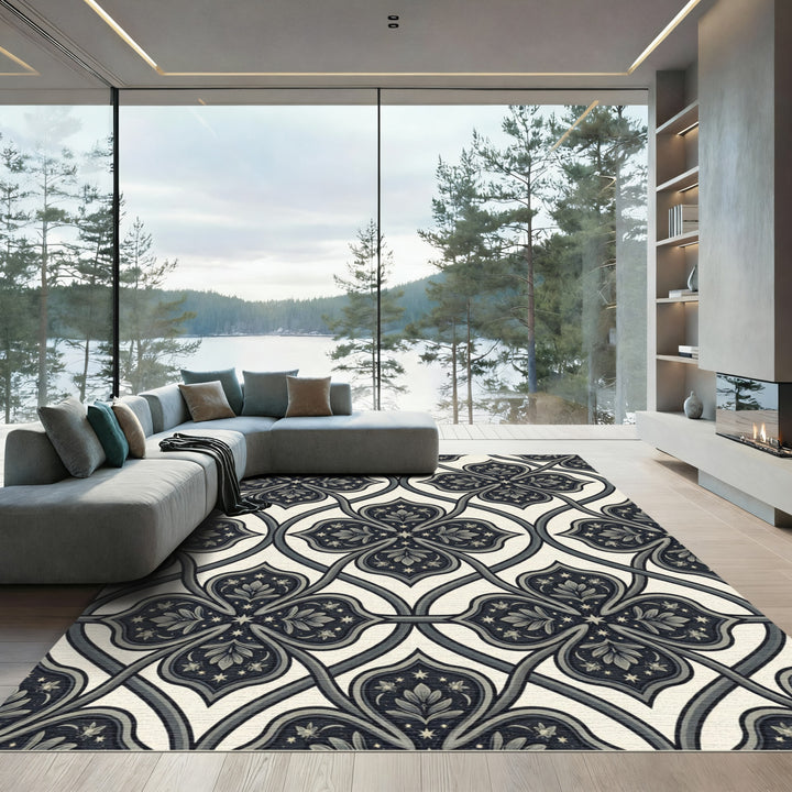Art Deco Quatrefoil Starry Night Rug