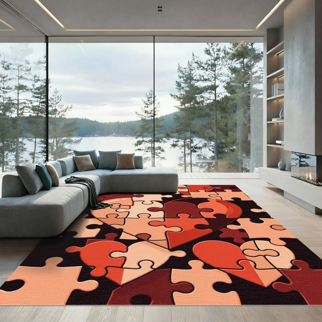 Heart Shaped Puzzle Pieces Rug