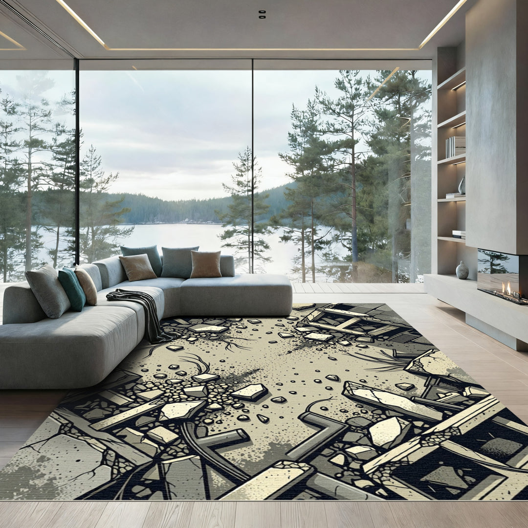Destroyed Concrete Urban Rubble Rug
