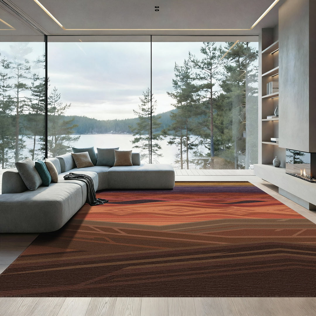 Earthy Desert Geometric Stripe Rug