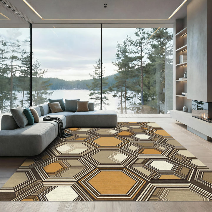 Geometric Honeycomb Hexagon Rug