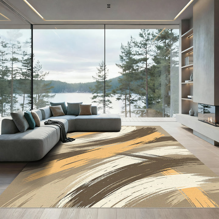 Bold Brushstroke Abstract Swirl Rug