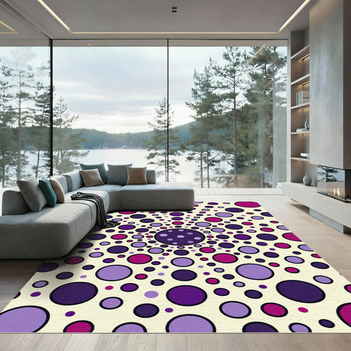 Vibrant Purple Dot Mandala Rug