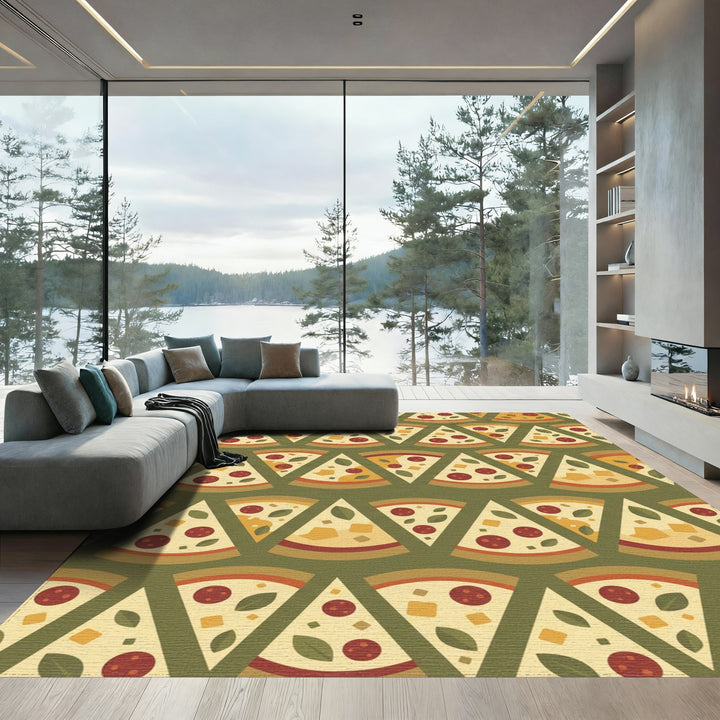 Warm Golden Pepperoni Pizza Slices Rug