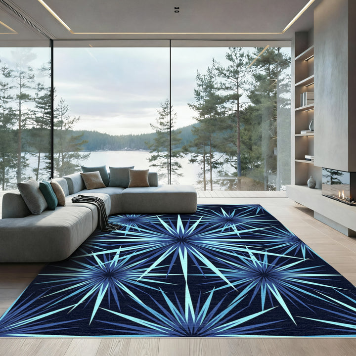 Deep Blue Starburst Radiance Rug