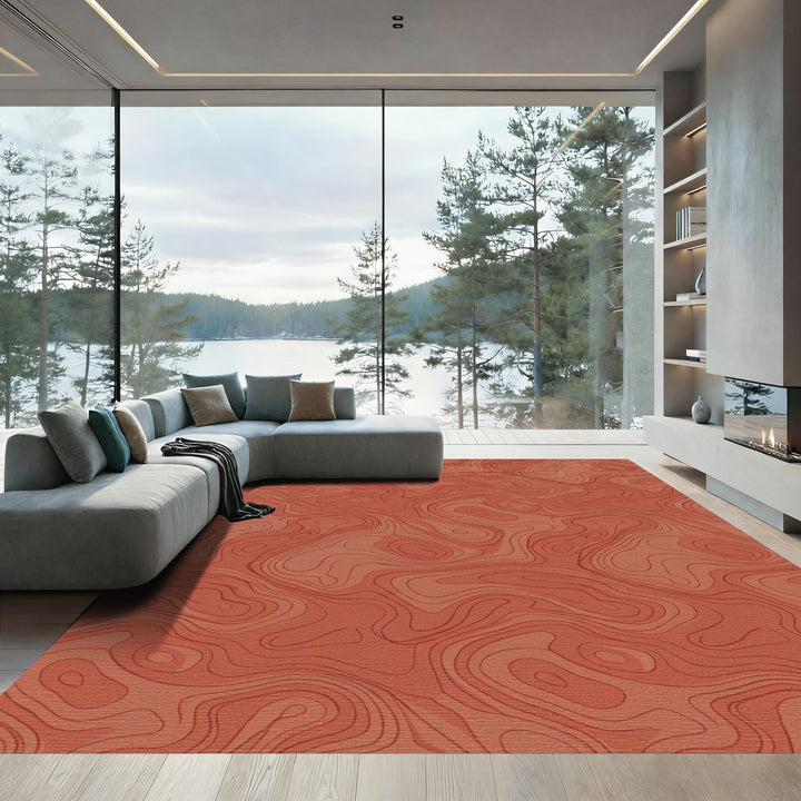 Terra Cotta Contour Topography Rug