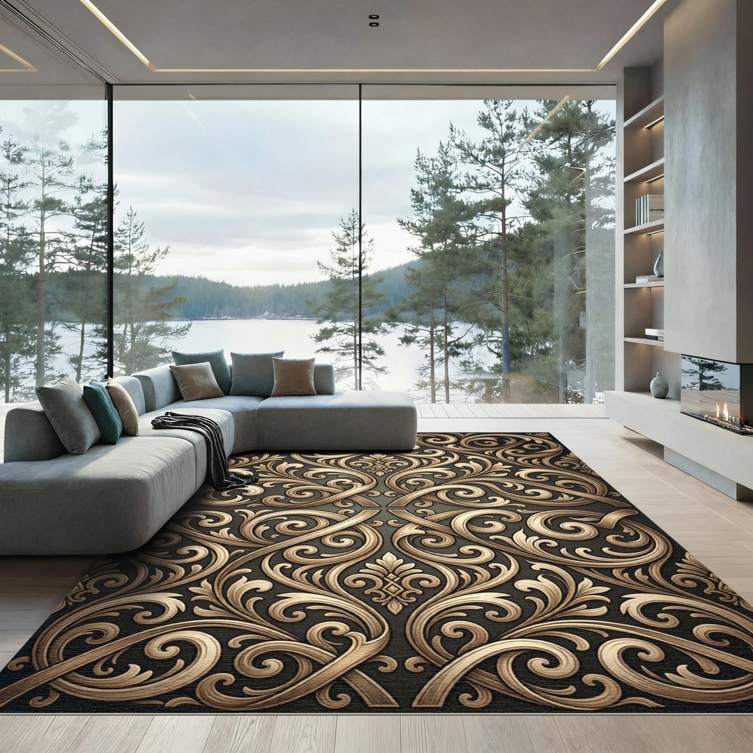 Antique Gold Victorian Floral Rug