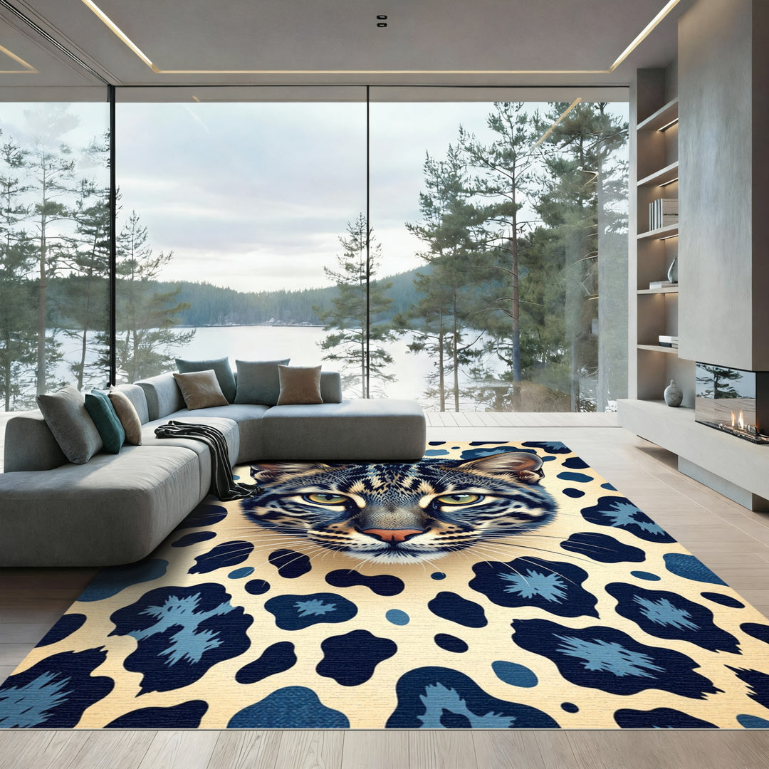 Leopard Spot Feline Portrait Rug