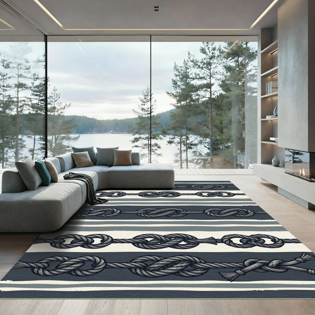 Nautical Knot Striped Rope Rug