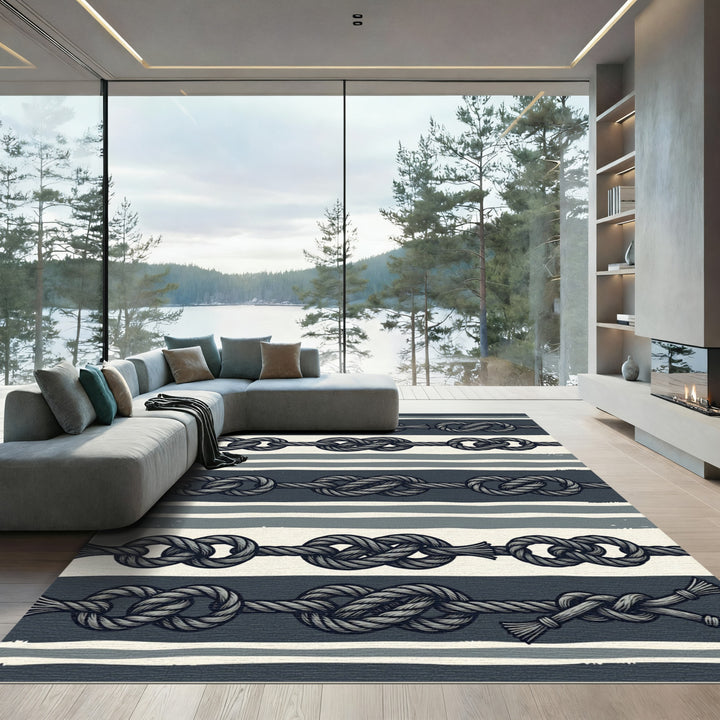 Nautical Knot Striped Rope Rug