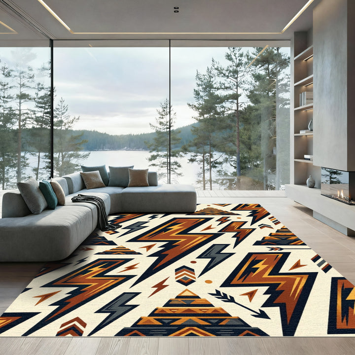 Thunderbolt And Pyramid Geometric Rug
