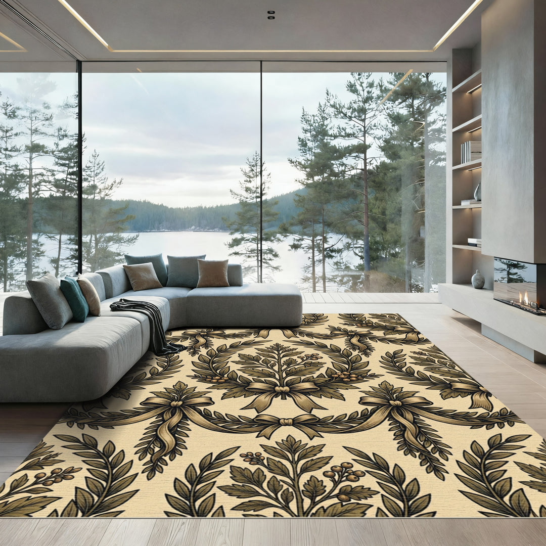 Elegant Laurel Wreath Bows Rug