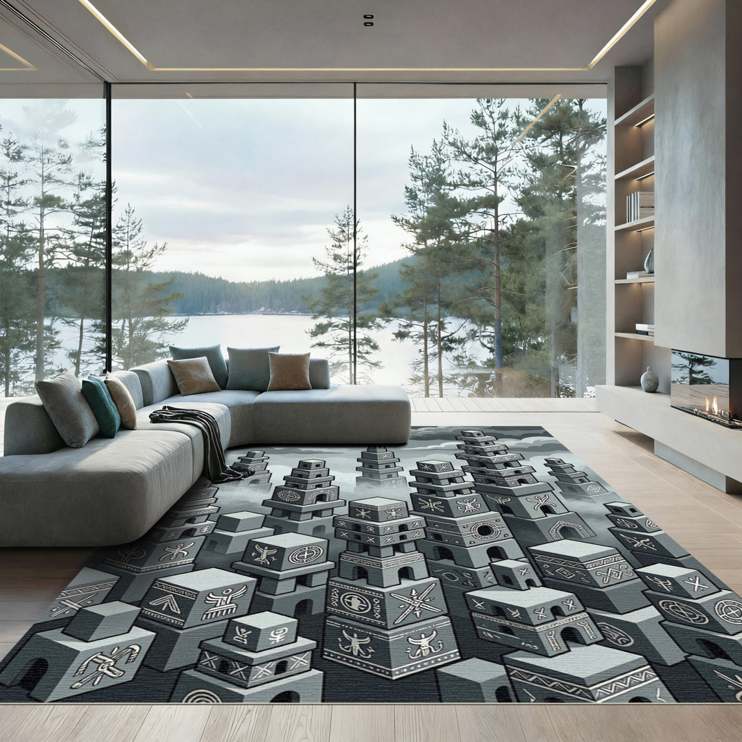 Ancient Stone Structure Towers Rug