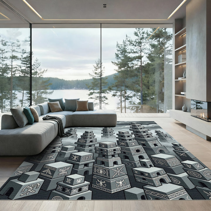 Ancient Stone Structure Towers Rug