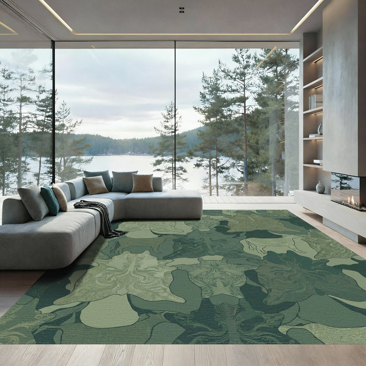 Emerald Green Woodland Hide Collage Rug