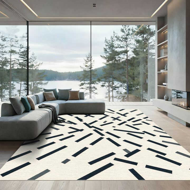 Dark Blue Geometric Scatter Rug