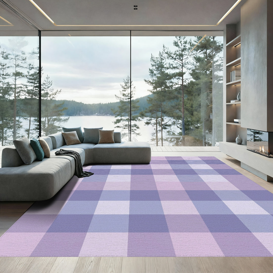 Soft Lavender Gingham Check Rug