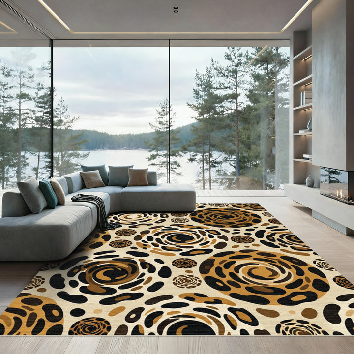 Leopard Swirl Beige Decorative Rug