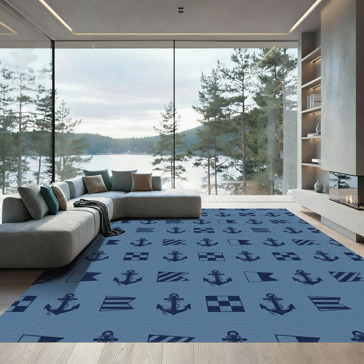 Naval Anchor And Signal Flag Rug