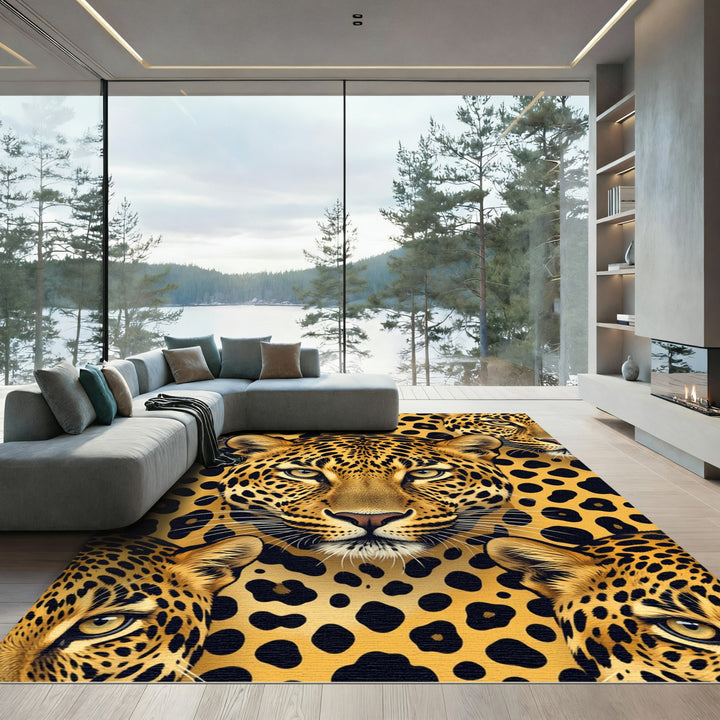 Golden Leopard Spots All Over Rug