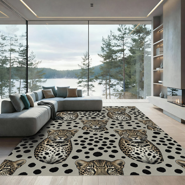 Realistic Leopard Head Spots Rug