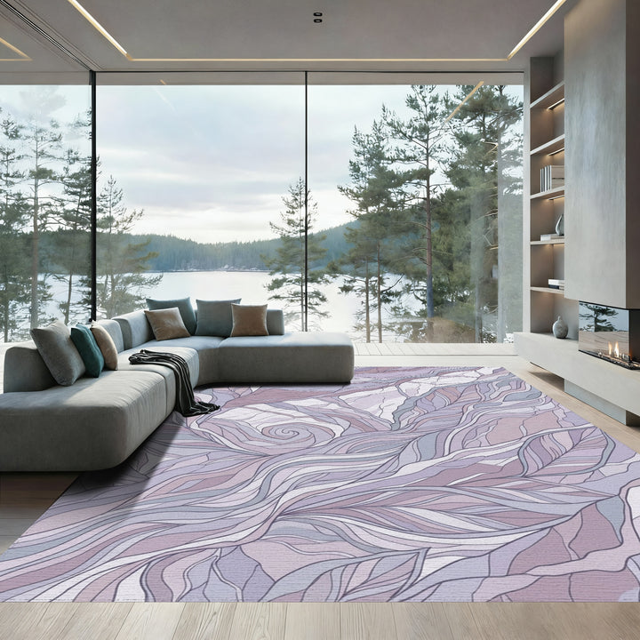 Lavender Feather Organic Swirl Rug