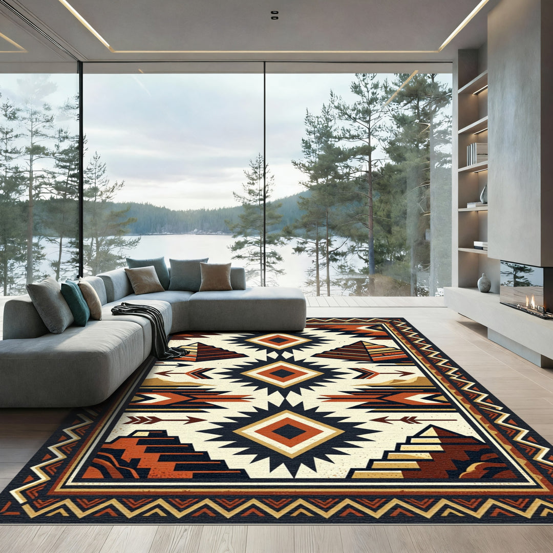 Southwestern Terracotta Pyramid Rug