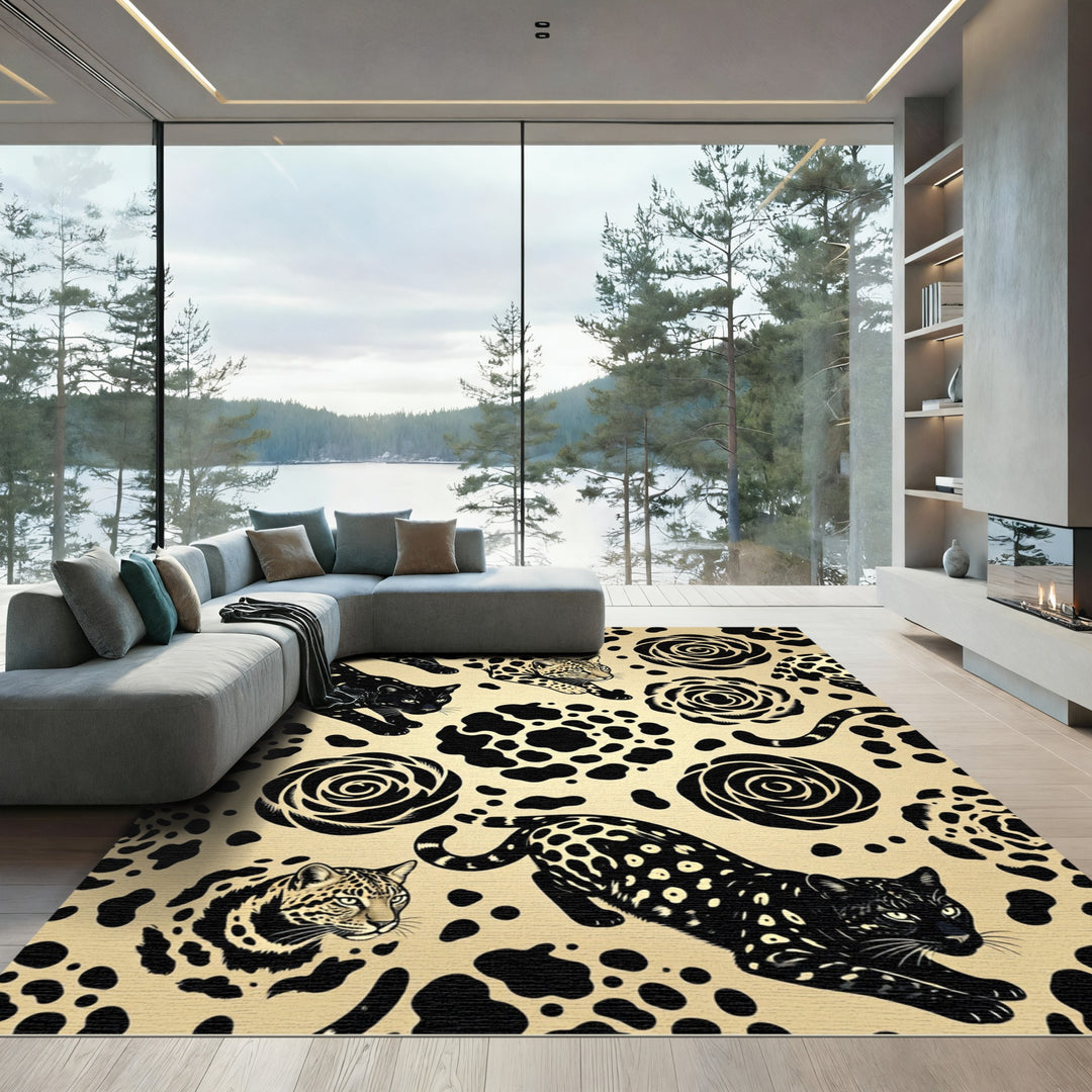 Black Panther Rose Spots Rug