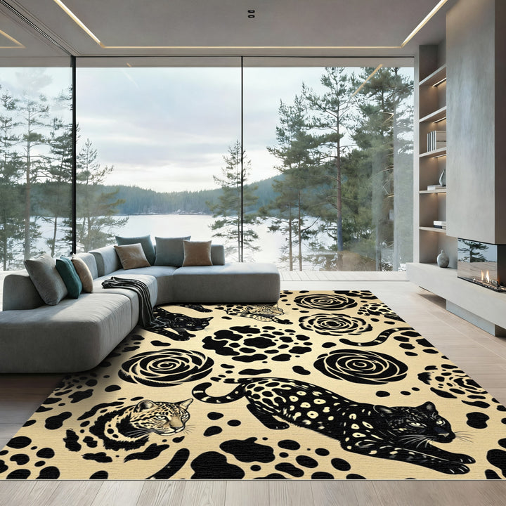 Black Panther Rose Spots Rug