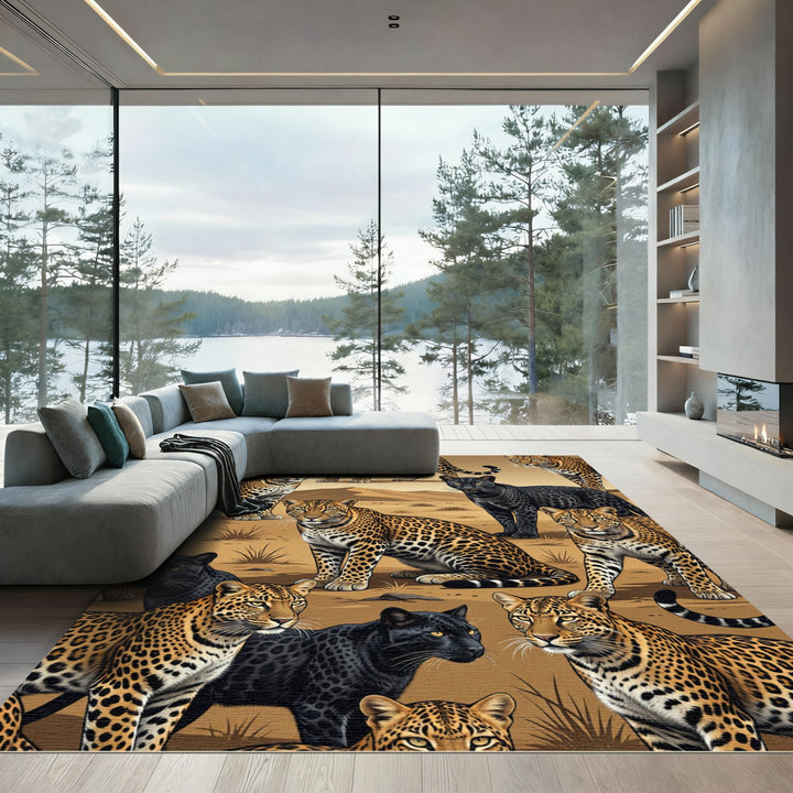 Leopard And Black Panther Desert Rug