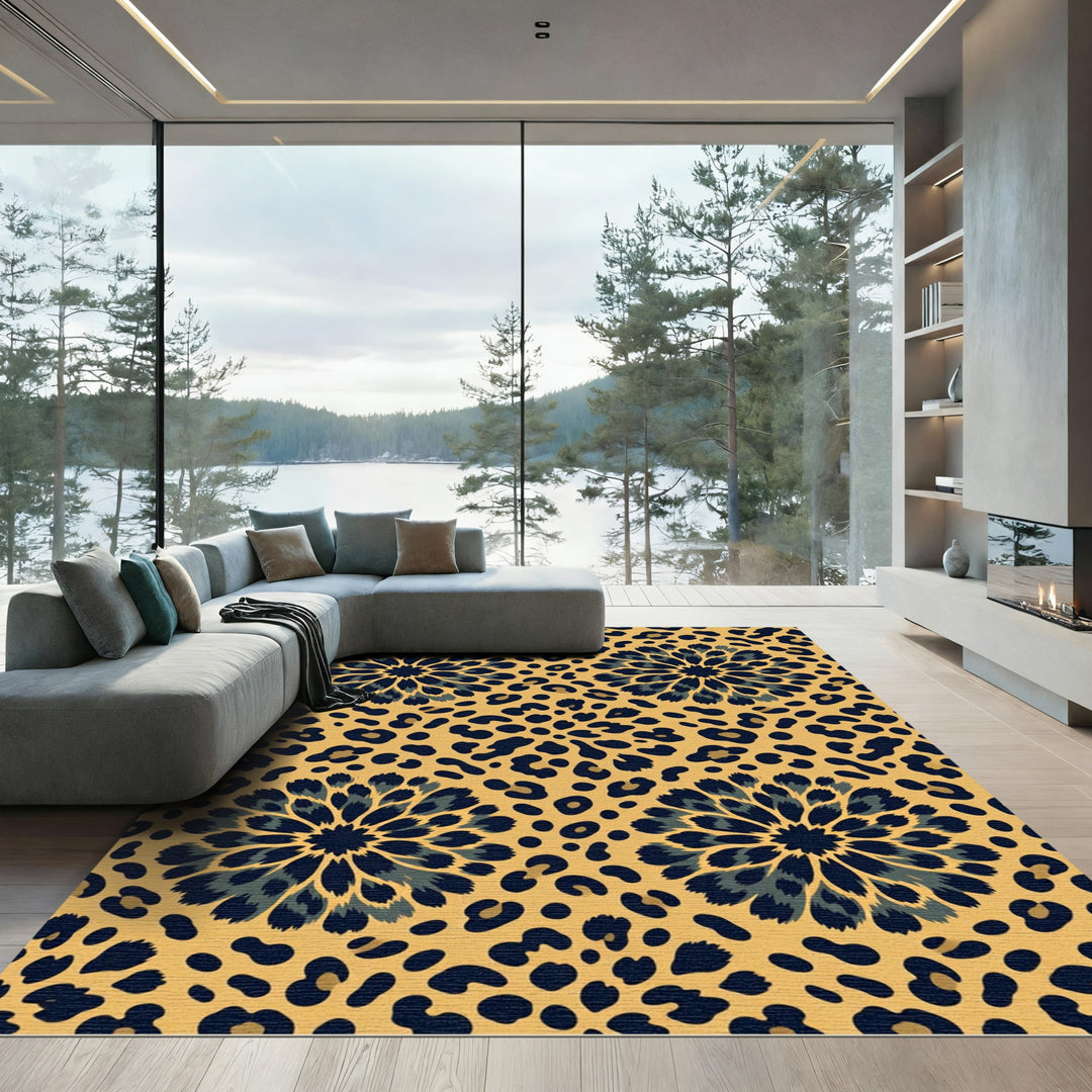 Leopard Floral Sunburst Rug
