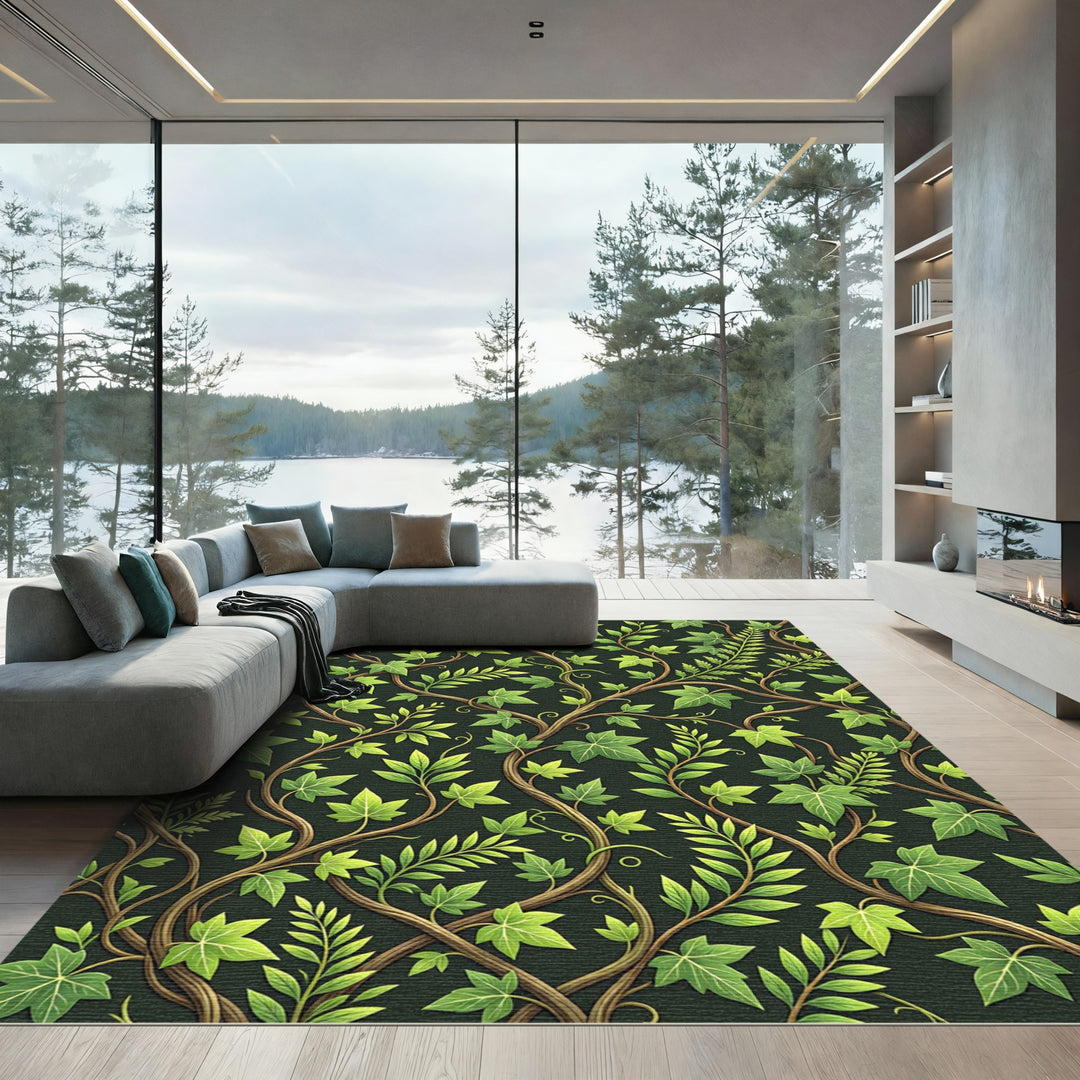 Lush Green Ivy Vine Botanical Rug